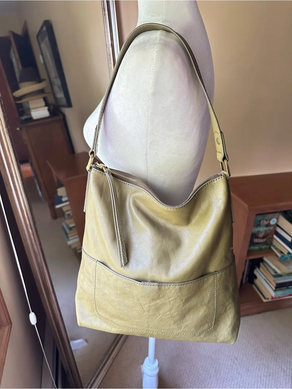 Fossil Amelia Hobo Bag Olive‎ Green Leather Shoulder Tote SHB1819